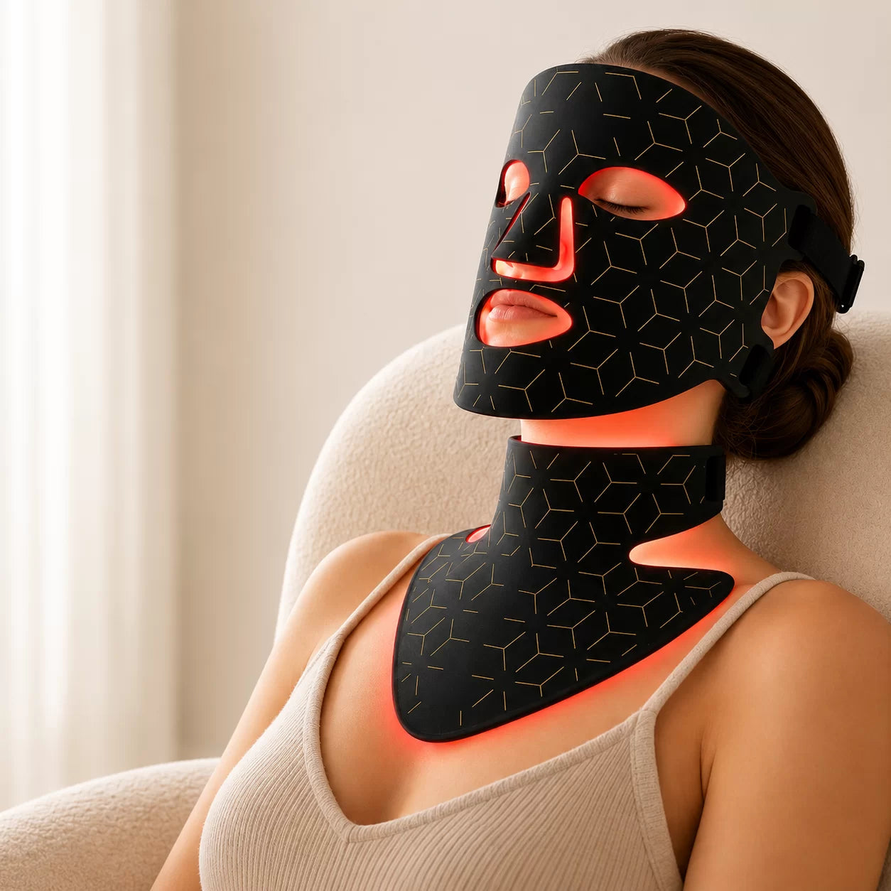 7-Color LED Light Therapy Face &amp; Neck Mask for Home Skincare Routine